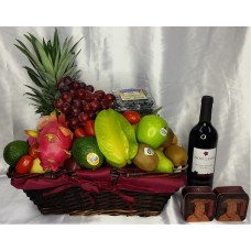 Mid Autumn Festival Fruits Hamper with Mini Mooncakes and Red Wine